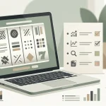 Abstract slot reels beside a practical game checklist on a laptop