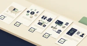 Conceptual account setup checklist covering country, currency, KYC and bonus checks