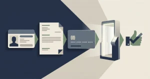 Conceptual identity verification checklist with ID, address and payment ownership documents